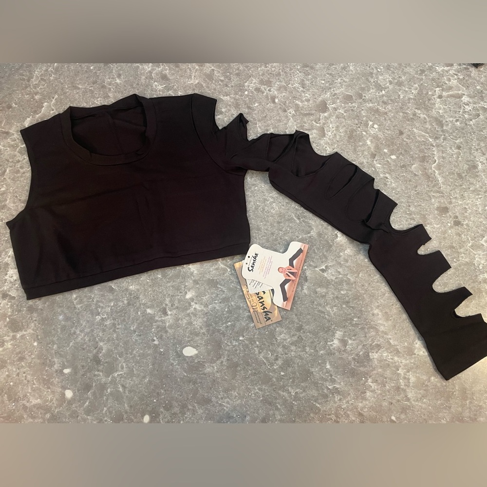 Black One Left Sleeve Shirt-New with Tag